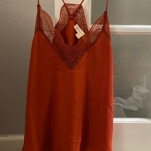 Burnt orange lace cami tank